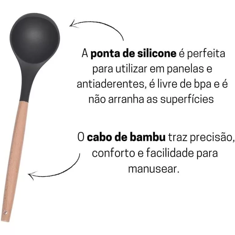 Conjunto Kit de Utensílios de Cozinha de Silicone