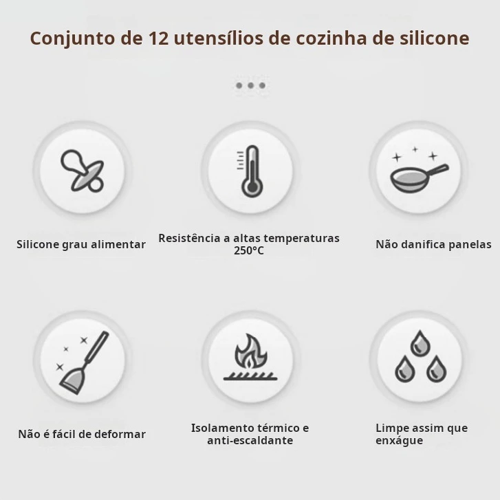 Conjunto Kit de Utensílios de Cozinha de Silicone